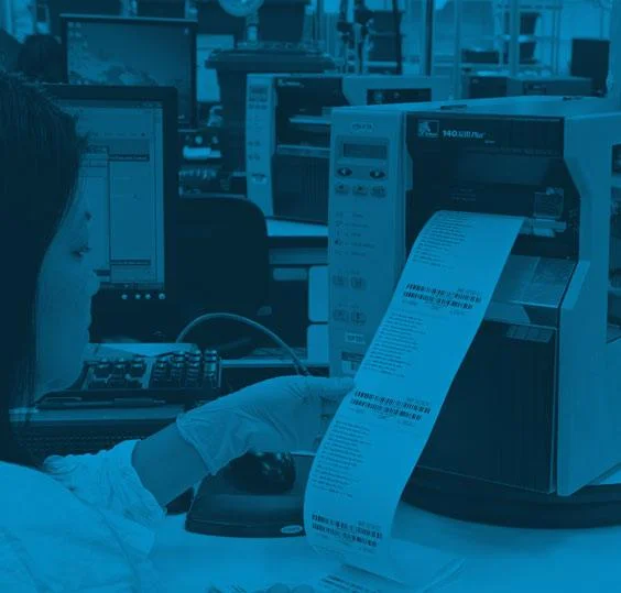 image of person printing labels in logistics