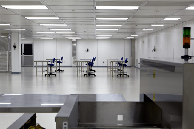 image of six empty work stations in logistics