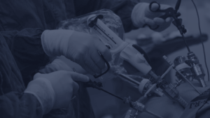 An orthopedic surgical kit being used in surgery