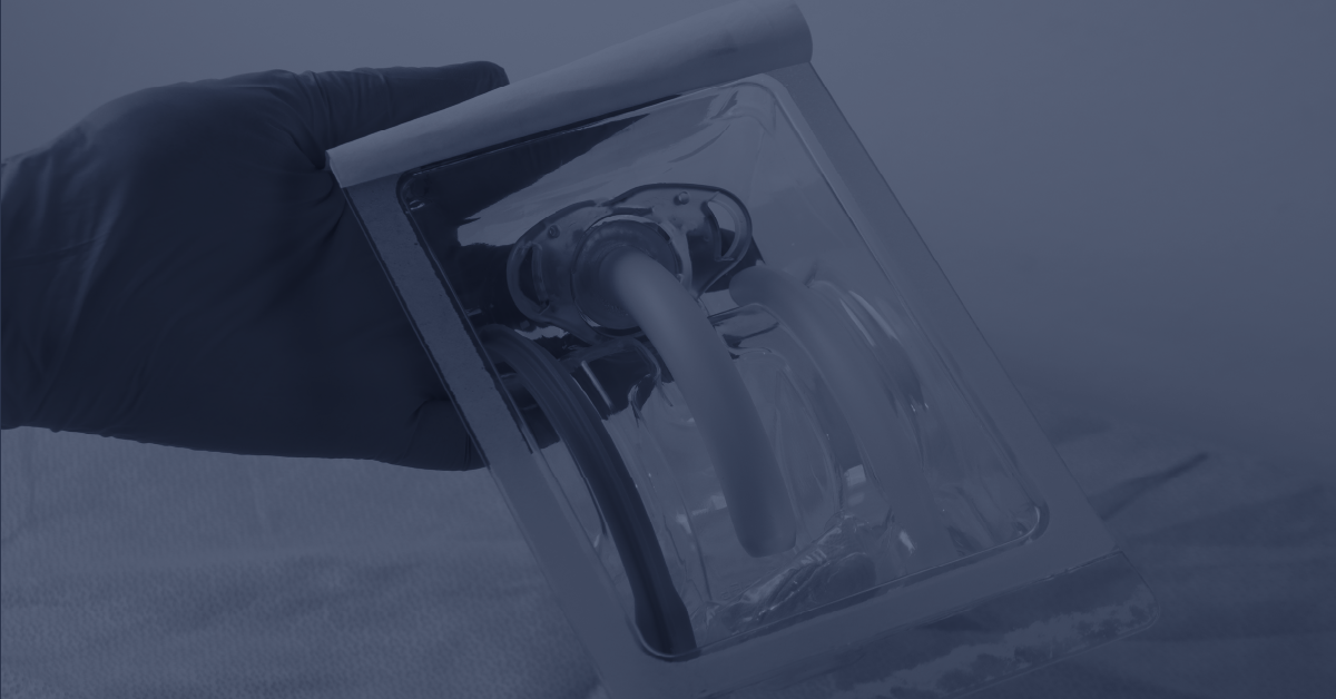 Medical device inside medical device packaging being prepared for medical device shelf life validation testing. 